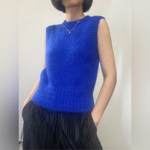 COS Mohair knitted cropped vest cobalt blue